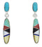 Multicolor Post Dangle Silver and Turquoise Inlay Earrings PX24216
